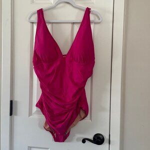 J Crew Womens Hot Pink Ruched Swimsuit Plus Size 20 New with Tags BC116